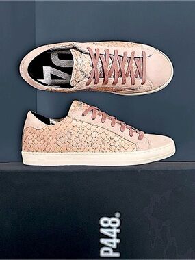 P448 John Pink Python Low Top Sneakers